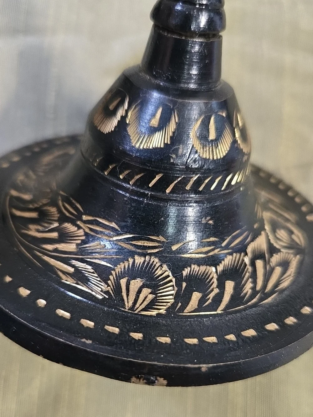 Black and Gold Floral Metal Vase and Two Candle Holder Set